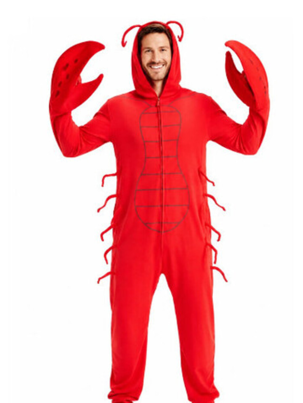 Tipsy Elves Lobster Costume Adult XXL Red Hooded Jumpsuit Claws Halloween